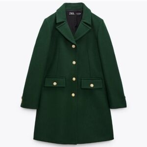 Zara WOOL COAT DOUBLE BREASTED GOLD BUTTONS XL